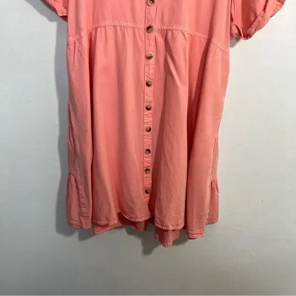 Anthropologie Pilcro Suzanne Peach Coral Pink Button-Up Shirt Dress Size Small - Picture 6 of 15